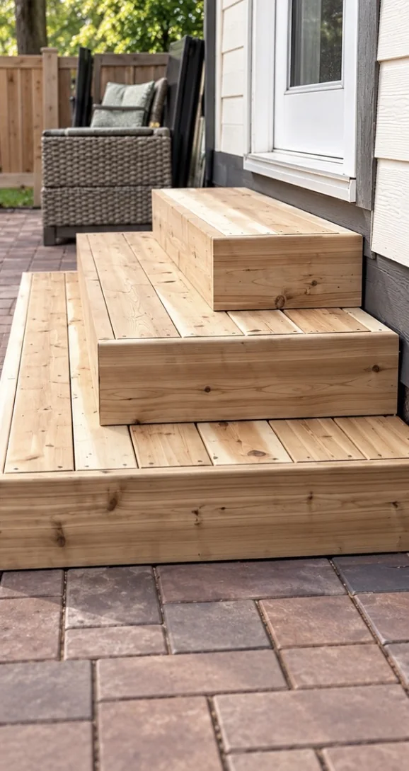 After view — Custom Wood Entry Steps