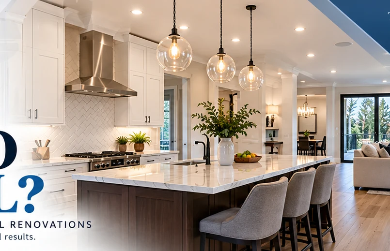Modern kitchen with white cabinetry and a central island